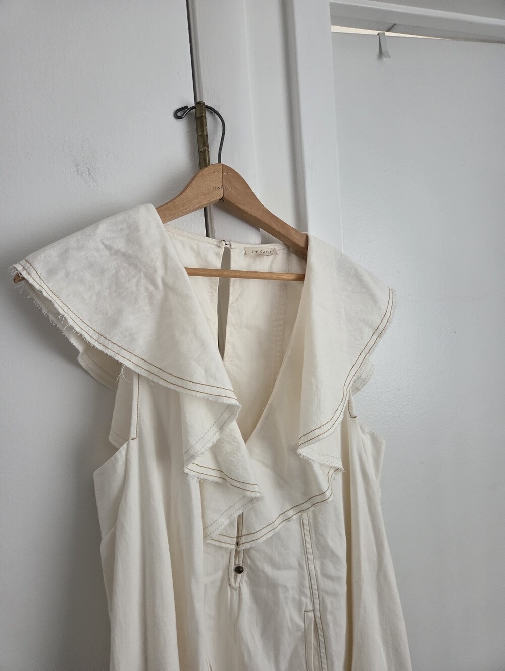 Pilcro Cream Ruffle-Trim Mini Dress - Picture 4 of 6